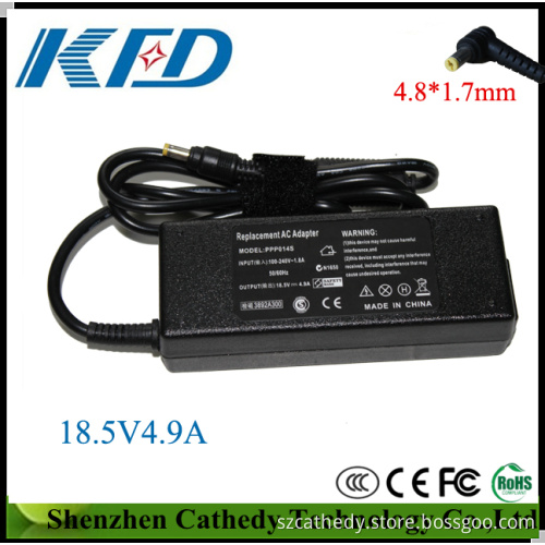 90W 18.5V4.9A Laptop Adapter for HP, CE Approved, Two Years Warrenty
